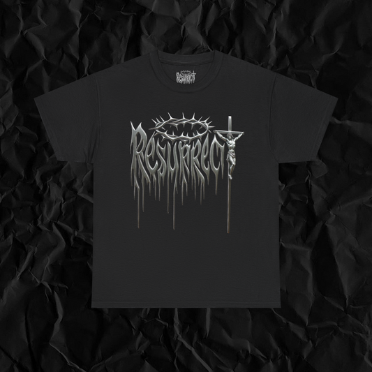 "RESURRECT"  MERCURY BLACK TEE