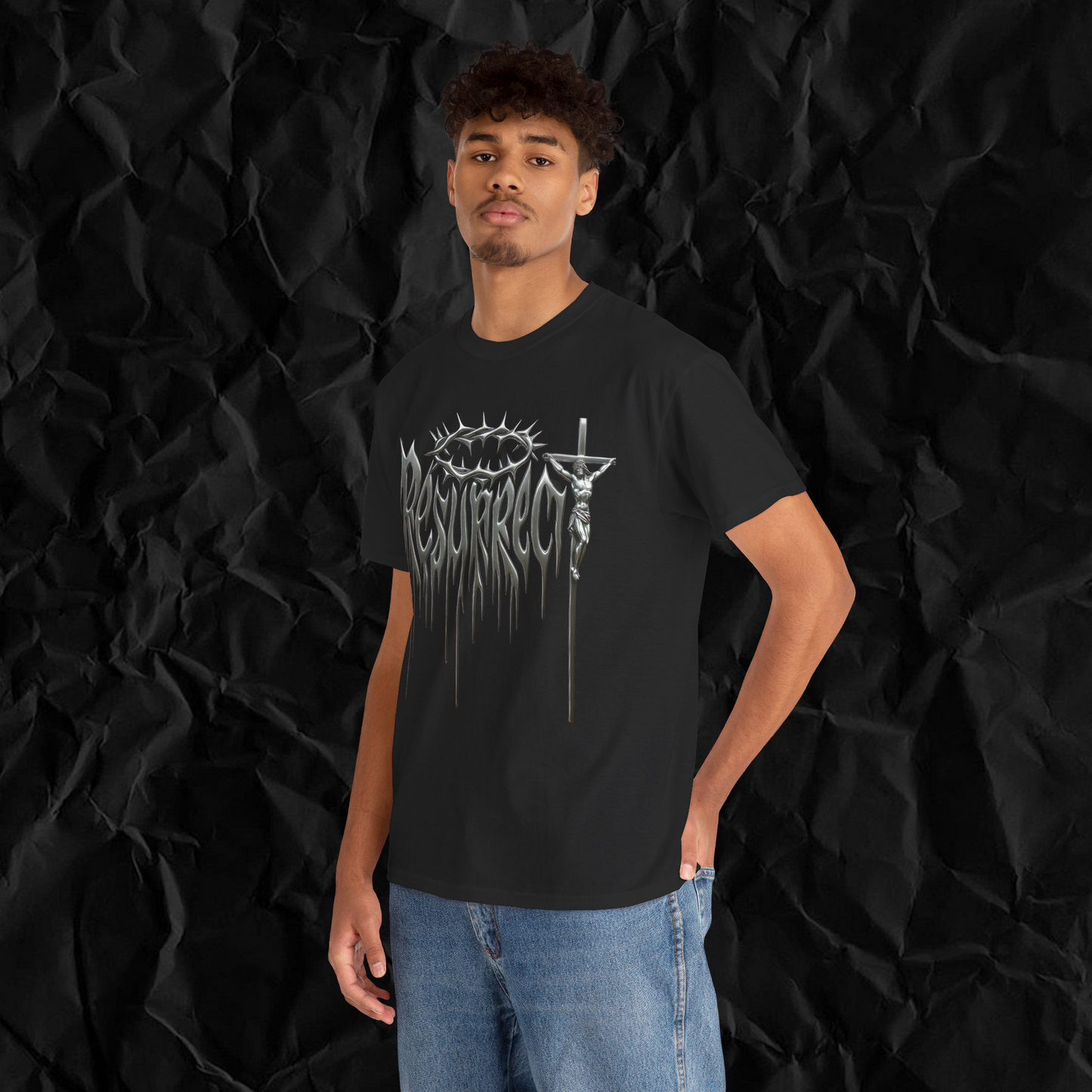 "RESURRECT"  MERCURY BLACK TEE